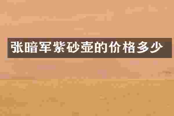 张暗军紫砂壶的价格多少