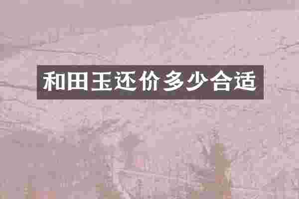和田玉还价多少合适