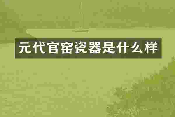 元代官窑瓷器是什么样