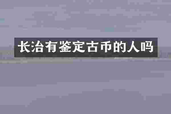 长治有鉴定古币的人吗