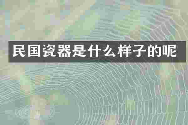 民国瓷器是什么样子的呢