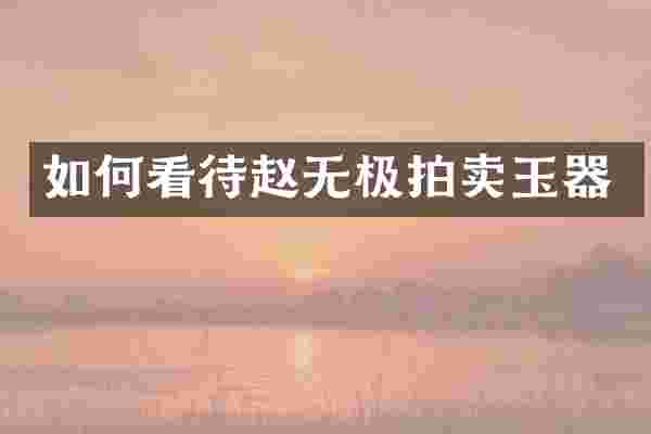 如何看待赵无极拍卖玉器