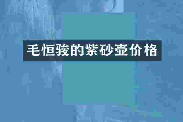 毛恒骏的紫砂壶价格