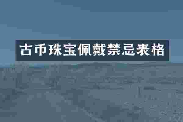 古币珠宝佩戴禁忌表格