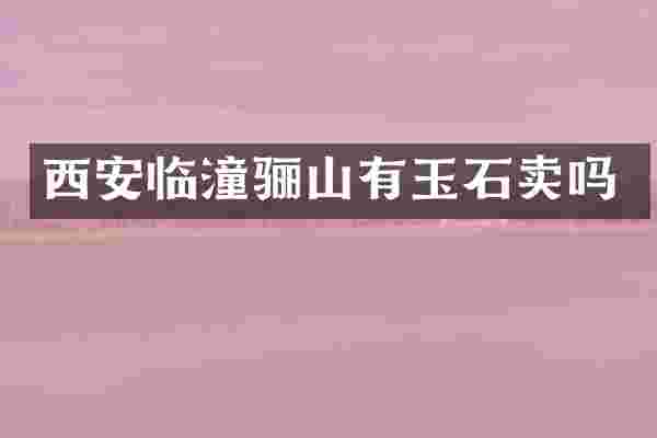 西安临潼骊山有玉石卖吗