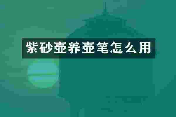 紫砂壶养壶笔怎么用