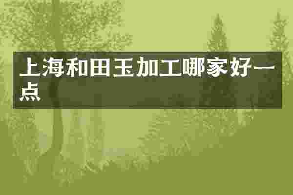 上海和田玉加工哪家好一点