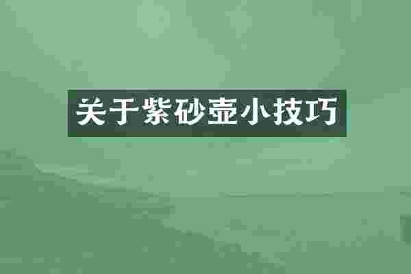 关于紫砂壶小技巧