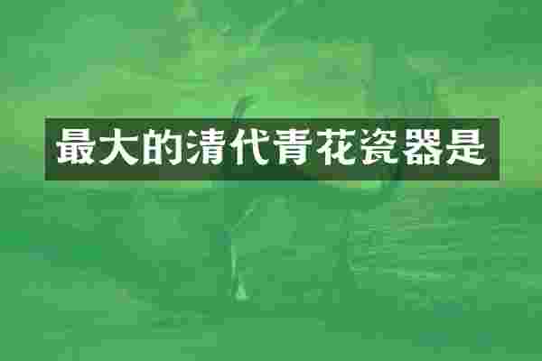 最大的清代青花瓷器是