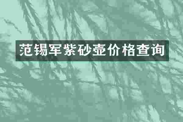 范锡军紫砂壶价格查询