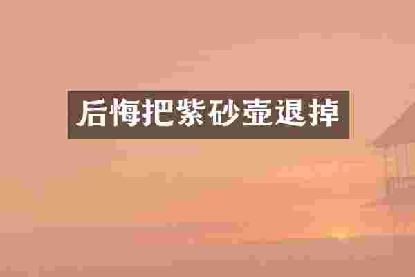后悔把紫砂壶退掉