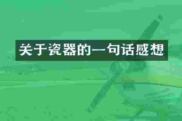关于瓷器的一句话感想