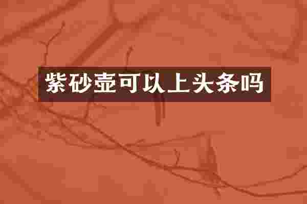 紫砂壶可以上头条吗