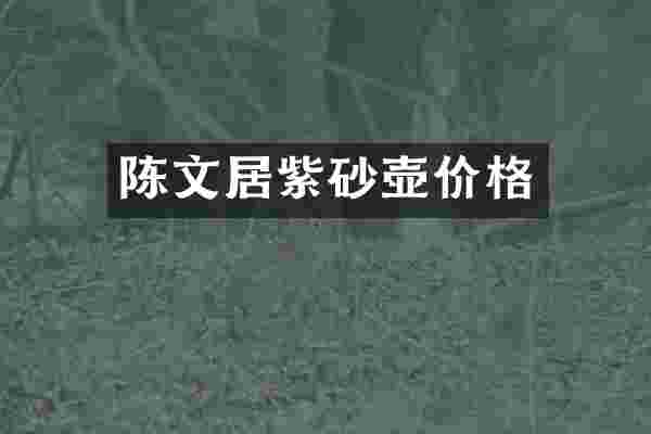陈文居紫砂壶价格