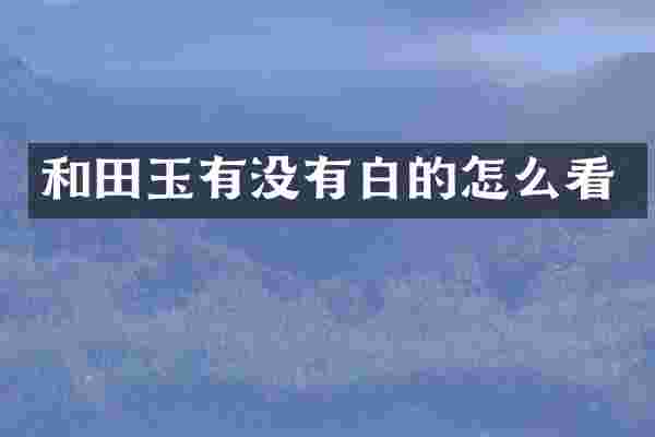 和田玉有没有白的怎么看