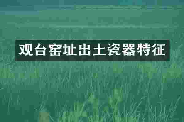 观台窑址出土瓷器特征