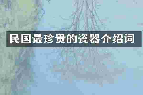 民国最珍贵的瓷器介绍词
