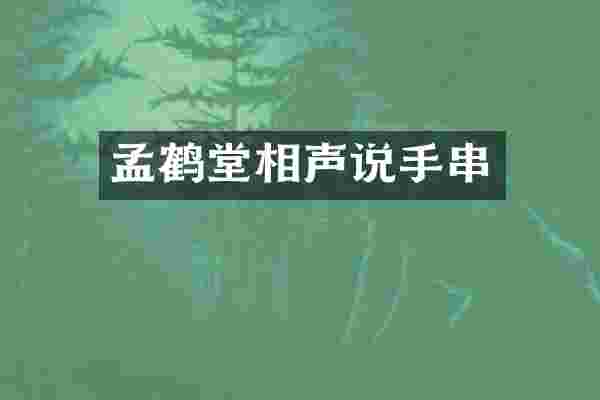 孟鹤堂相声说手串