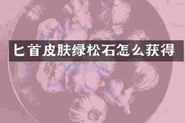 匕首皮肤绿松石怎么获得