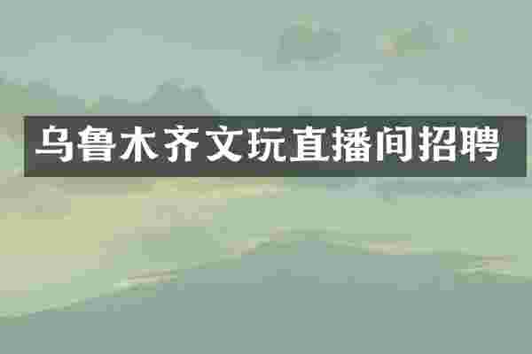 乌鲁木齐文玩直播间招聘