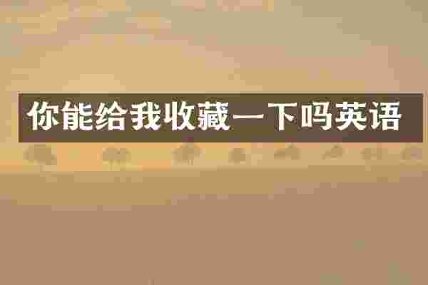 你能给我收藏一下吗英语