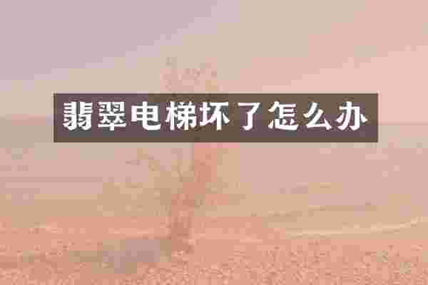 翡翠电梯坏了怎么办