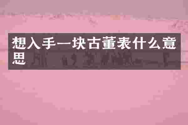 想入手一块古董表什么意思