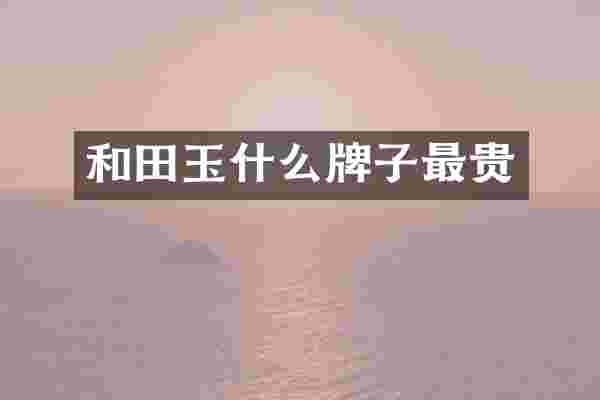 和田玉什么牌子最贵