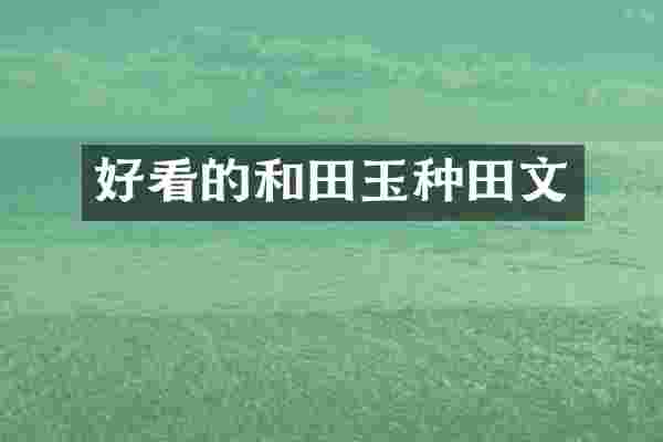 好看的和田玉种田文