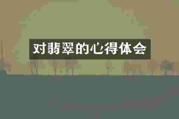 对翡翠的心得体会