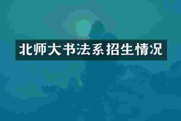 北师大书法系招生情况