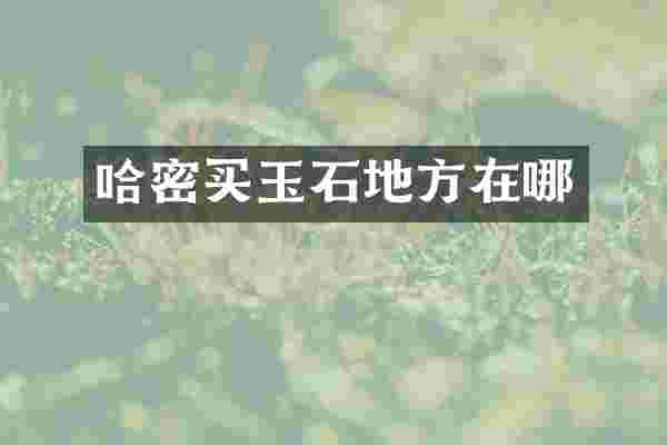 哈密买玉石地方在哪
