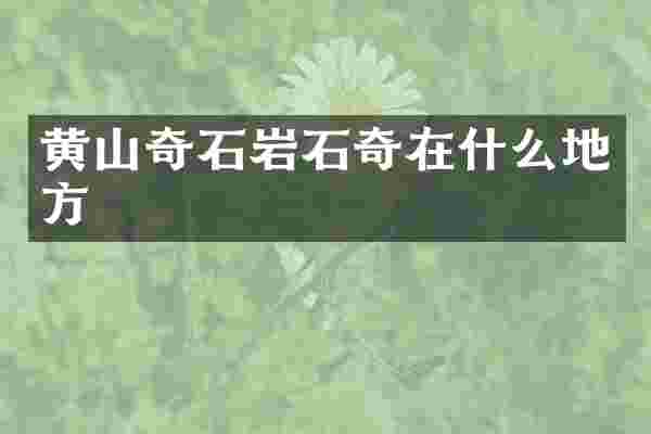 黄山奇石岩石奇在什么地方