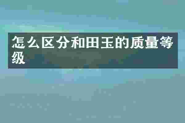 怎么区分和田玉的质量等级