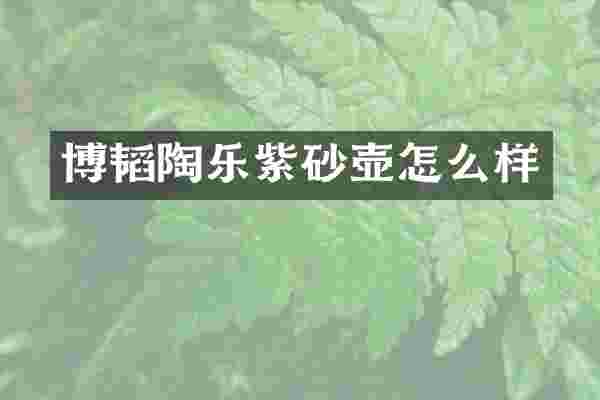 博韬陶乐紫砂壶怎么样