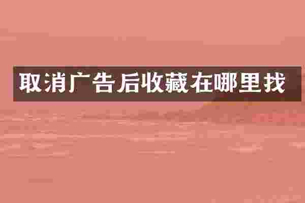 取消广告后收藏在哪里找