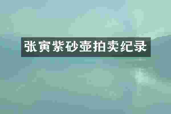 张寅紫砂壶拍卖纪录