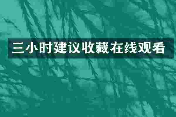 三小时建议收藏在线观看