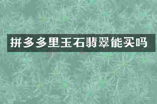 拼多多里玉石翡翠能买吗