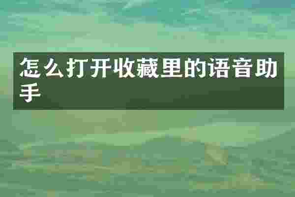 怎么打开收藏里的语音助手