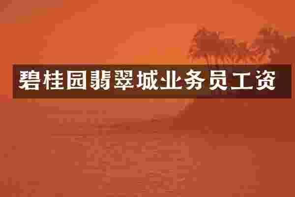 碧桂园翡翠城业务员工资