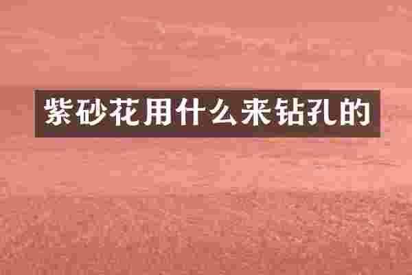 紫砂花用什么来钻孔的