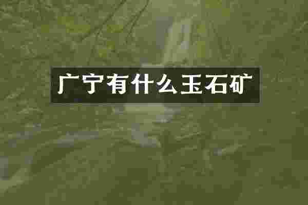 广宁有什么玉石矿