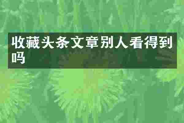 收藏头条文章别人看得到吗