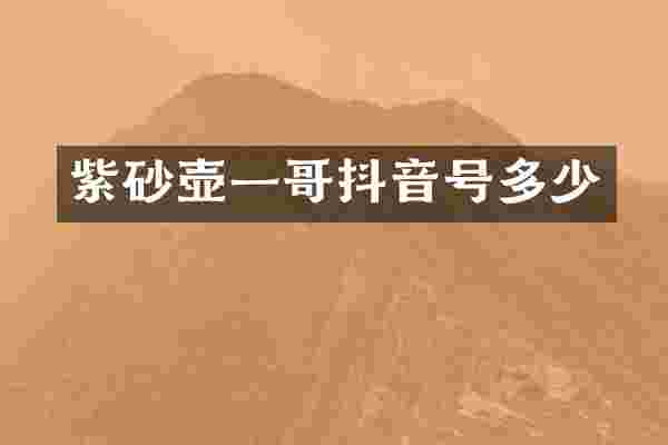 紫砂壶一哥抖音号多少