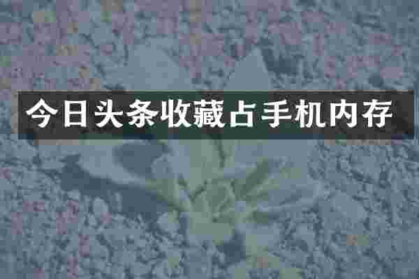 今日头条收藏占手机内存