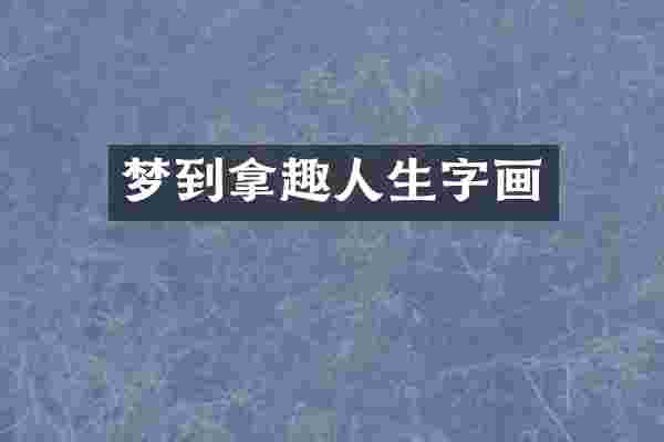 梦到拿趣人生字画