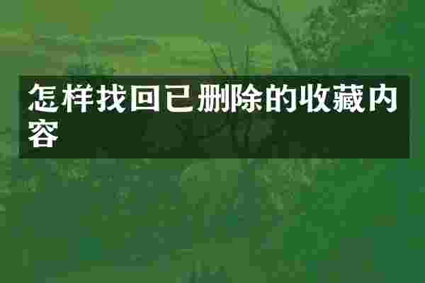 怎样找回已删除的收藏内容