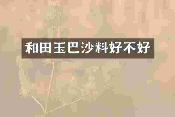 和田玉巴沙料好不好