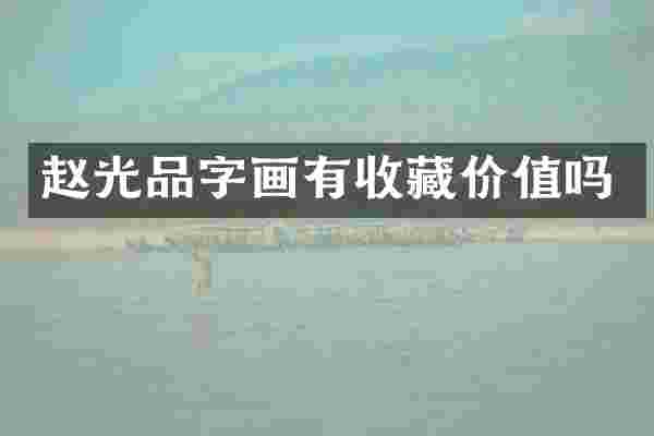 赵光品字画有收藏价值吗